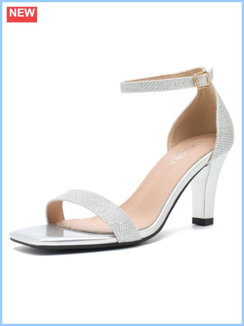 Matte PU Square Toe Strappy Heeled Sandals Ankle Strap Wedding Prom Shoes